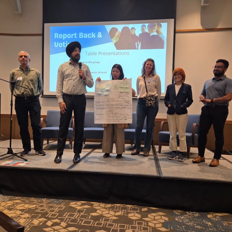 BCYN 5th Annual Conference in Surrey BC an on stage presentation given by six attendees to the larger room of conference attendees.